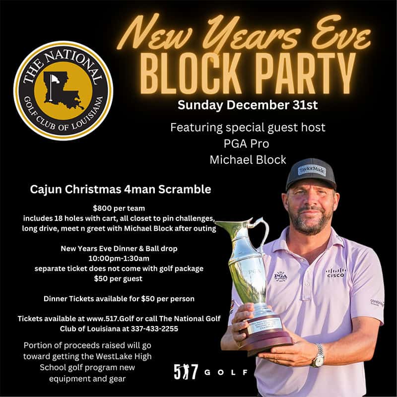 a flyer for a new year's eve block party