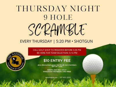 a flyer for the 9th hole scramble golf tournament