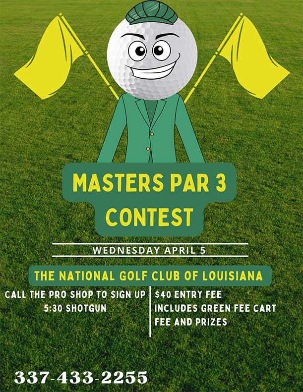 a flyer for the masters par 3 contest